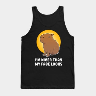 I'm nicer than my face looks Capybara Cartoon Tank Top